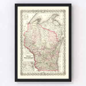 Vintage Map of Wisconsin 1878