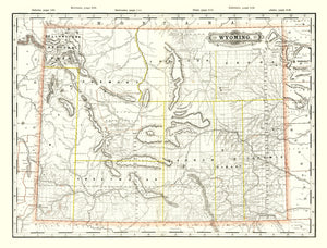 Vintage Map of Wyoming 1884
