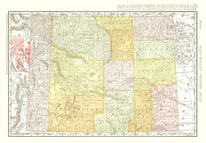 Vintage Map of Wyoming 1908