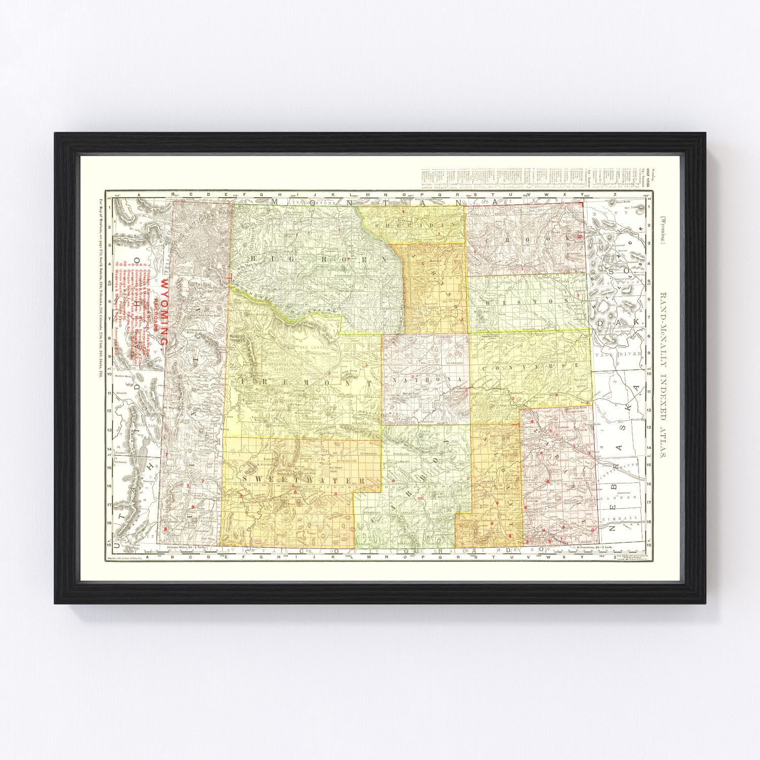 Vintage Map of Wyoming 1908