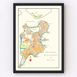 Vintage Map of Boston, Massachusetts 1775