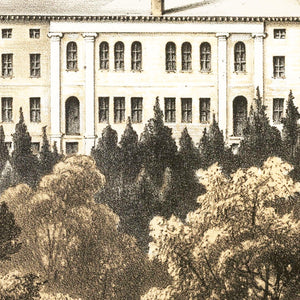 Vintage Bird's Eye View of Harvard 1858
