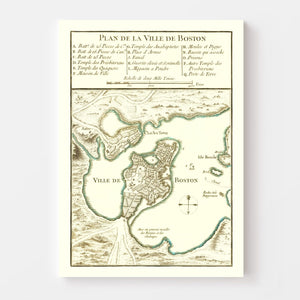Vintage Map of Boston, Massachusetts 1764