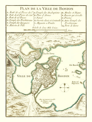 Vintage Map of Boston, Massachusetts 1764