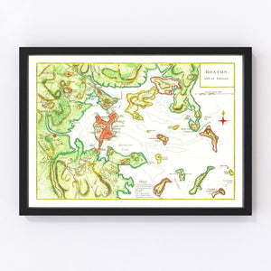Vintage Map of Boston, Massachusetts 1788