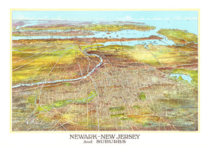 Vintage Map of Newark, New Jersey 1916