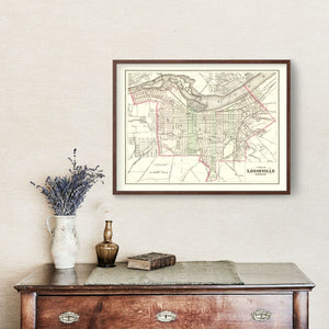 Vintage Map of Louisville, Kentucky 1875