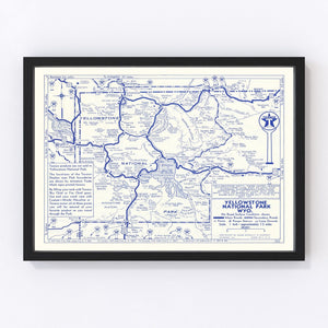 Vintage Yellowstone National Park Map 1930