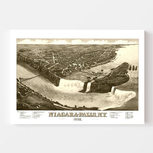 Vintage Map of Niagara Falls, New York 1882