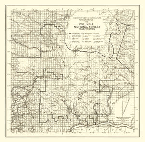 Vintage Columbia National Forest Map 1913