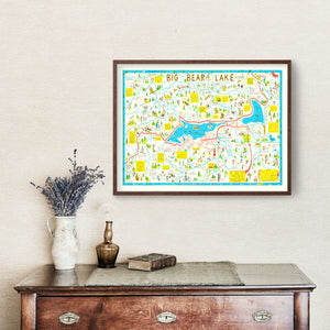 Vintage Big Bear Lake Souvenir Map 1947
