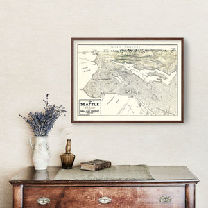 Vintage Map of Seattle, Washington 1925