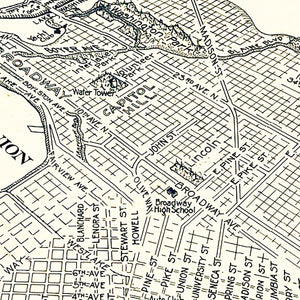 Vintage Map of Seattle, Washington 1925
