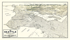 Vintage Map of Seattle, Washington 1925