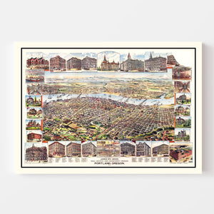 Vintage Map of Portland, Oregon 1890