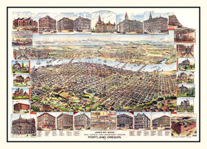 Vintage Map of Portland, Oregon 1890