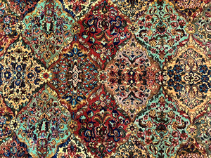 Karastan Rug 8.8 x 10.6, Multicolor Panel Kirman Rug #717, Original 700 Series, Wool