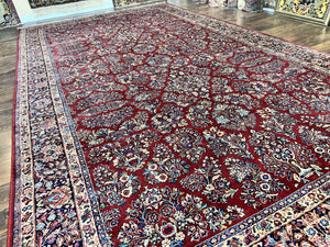 Karastan Rug 10x18 Red Sarouk #785, Wool Karastan Carpet, Original 700 Series, Vintage Discontinued Large Oriental Rug