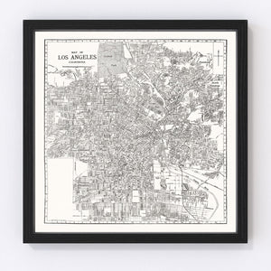 Vintage Map of Los Angeles, California 1929