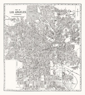 Vintage Map of Los Angeles, California 1929