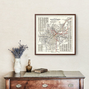 Vintage Railway Map of Los Angeles 1906