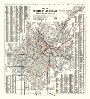 Vintage Railway Map of Los Angeles 1906
