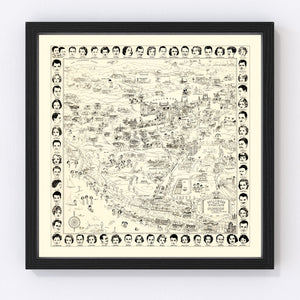 Vintage Los Angeles Movie Star Map 1937