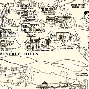 Vintage Los Angeles Movie Star Map 1937