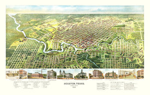 Vintage Map of Houston, Texas 1891