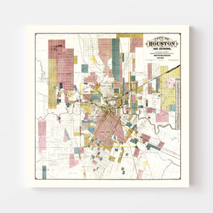 Vintage Map of Houston, Texas 1895
