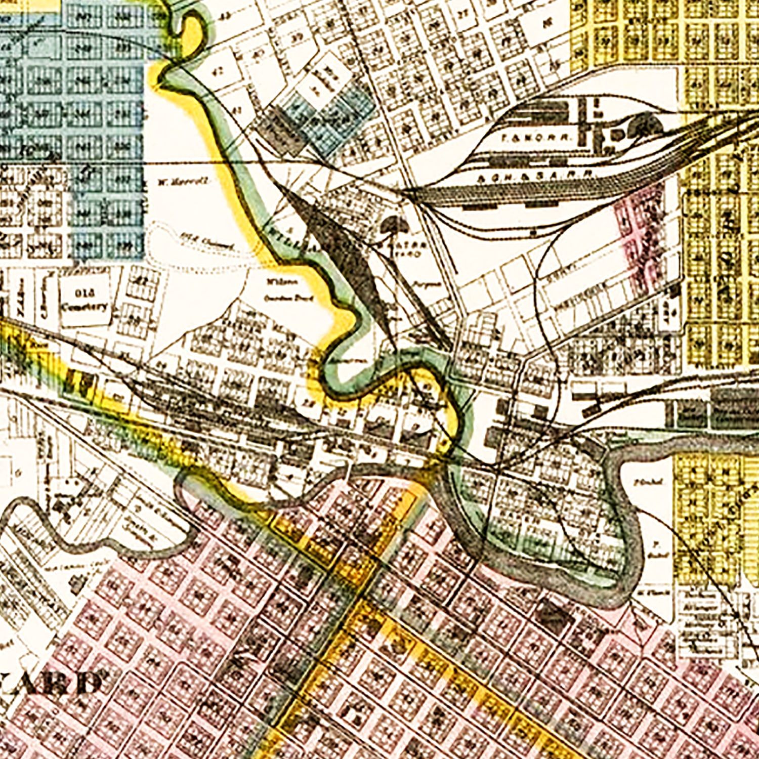 Vintage Map of Houston, Texas 1895