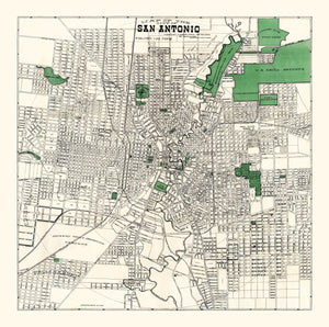 Vintage Map of San Antonio, Texas 1909