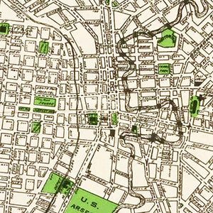 Vintage Map of San Antonio, Texas 1924