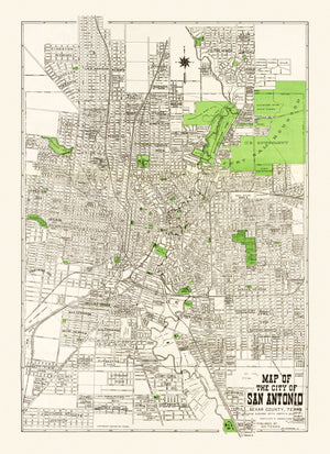 Vintage Map of San Antonio, Texas 1924