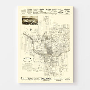 Vintage Map of Austin, Texas 1891