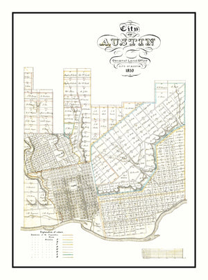 Vintage Map of Austin, Texas 1850