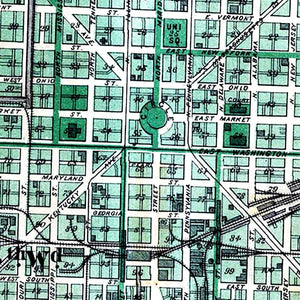 Vintage Map of Indianapolis, Indiana 1876