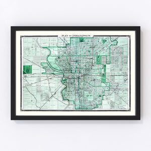 Vintage Map of Indianapolis, Indiana 1876