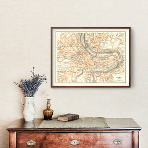 Vintage Map of Bern, Switzerland 1927