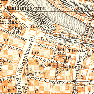 Vintage Map of Bern, Switzerland 1927