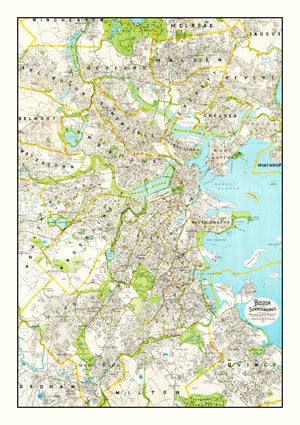 Vintage Map of Boston, Massachusetts 1927
