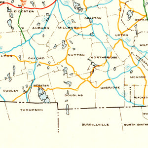 Vintage Map of Massachusetts 1926