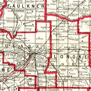 Vintage Map of Arkansas 1919