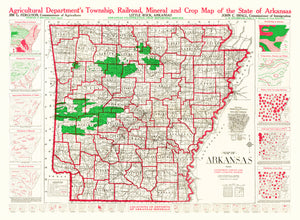 Vintage Map of Arkansas 1919