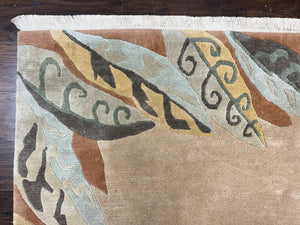 Modern Tibetan Rug 7x10, Soft Wool, Tufenkian Style Carpet, Tibet Nepali Rug, Open Field, Handmade Wool Rug