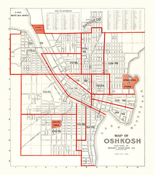 Vintage Map of Oshkosh, Wisconsin 1919