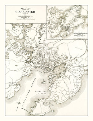 Vintage Map of Gloucester, Massachusetts 1919