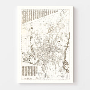 Vintage Map of Worcester, Massachusetts 1919