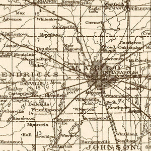 Vintage Map of Indiana Coal Fields, 1919
