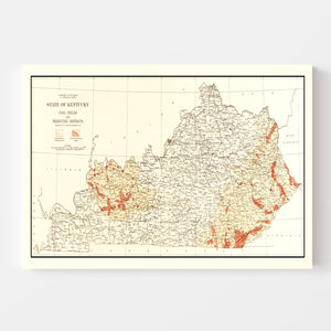 Vintage Map of Kentucky Coal Fields, 1919